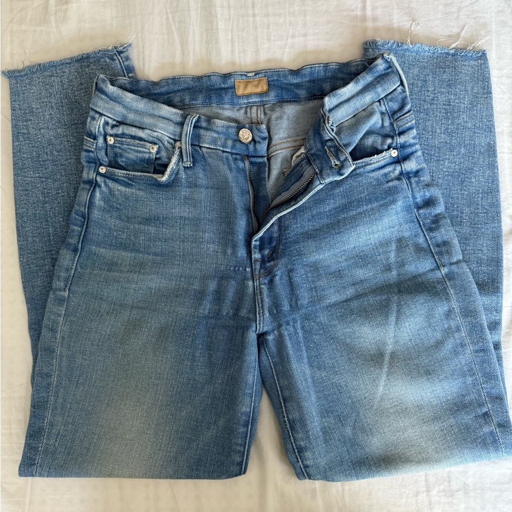 MOTHER Light Blue High-Rise Straight Leg Jeans